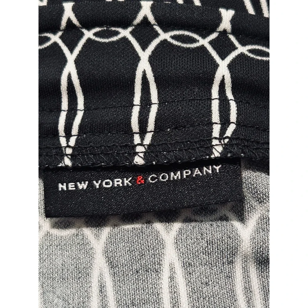 New York & Company Black White Chain Link‎ Wrap Midi Skirt XS Side Tie Geometric